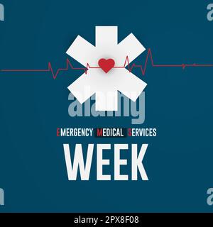 Happy National Emergency Medical Services Week. La celebrazione annuale dei concetti medici degli Stati Uniti d'America. Poster, scheda e banner v Illustrazione Vettoriale