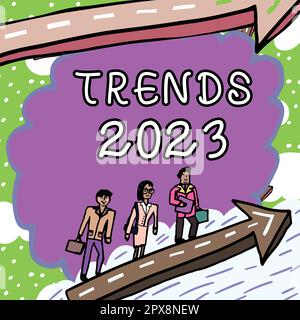 Tendenze concettuali di esposizione 2023, approccio di affari tendenza prevalente di anno prossimo ampiamente discusso in linea Foto Stock