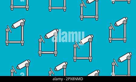 Struttura senza cuciture di microscopi ottici scientifici medici ripetitivi infiniti su sfondo blu. Illustrazione vettoriale. Illustrazione Vettoriale