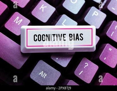 Visualizzazione concettuale Bias cognitivo, concetto di Internet trattamento psicologico per i disturbi mentali Foto Stock