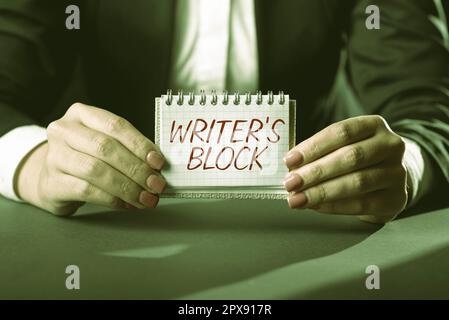 Didascalia testo Presentazione Writer S Block, condizione di concetto aziendale di non essere in grado di pensare a cosa scrivere Foto Stock