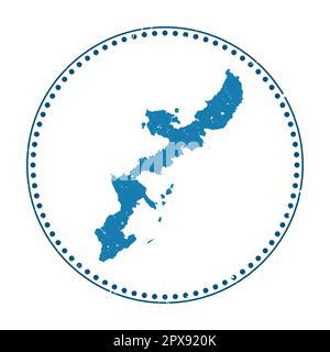 Adesivo Isola di Okinawa. Timbro di gomma da viaggio con forma della mappa, illustrazione vettoriale. Può essere utilizzato come insegna, logotipo, etichetta, adesivo o badge di OKI Illustrazione Vettoriale