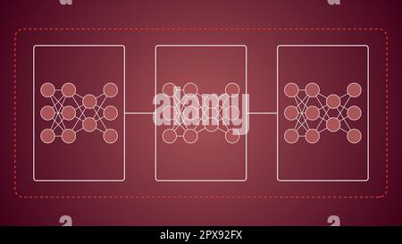 Comlex rete neurale profonda multimodulare - esempio di struttura generativa del modello da testo a immagine Illustrazione Vettoriale