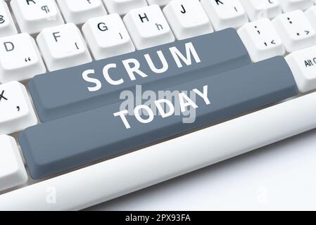 Testo che mostra ispirazione Scrum, concetto che significa scrittura a mano come distinto dai caratteri scritti a stampa di gioco Foto Stock