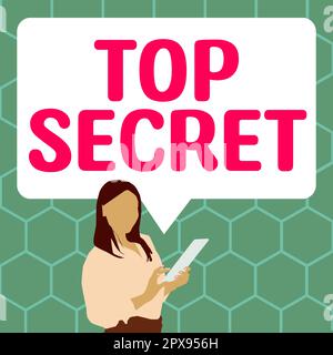 Visualizzazione concettuale Top Secret, parola per raccontare a qualcuno dati o informazioni importanti che non può raccontare Foto Stock