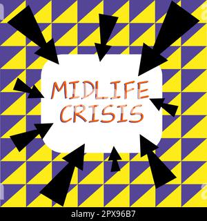 Segno che mostra crisi di Midlife, vetrina aziendale tecnica di sviluppo del software che decompone un'applicazione Foto Stock