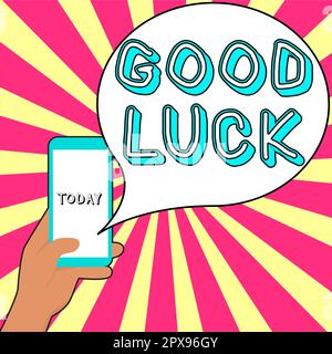 Testo che mostra ispirazione buona fortuna, approccio aziendale Una fortuna positiva o un risultato felice che una persona può avere Foto Stock
