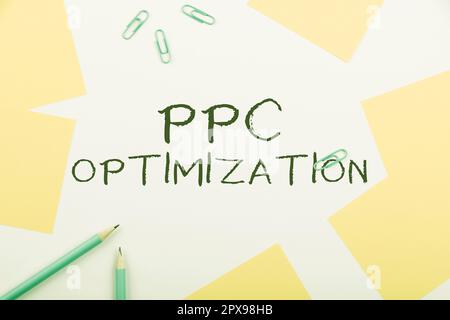 Handwriting testo ottimizzazione PPC, Word per il miglioramento della piattaforma di Search Engine per la paga per lo scatto Foto Stock