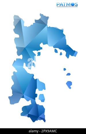 Mappa di Patmos poligonale vettoriale. Isola geometrica vibrante in basso stile poli. Illustrazioni precise per le infografiche. Illustrazione Vettoriale