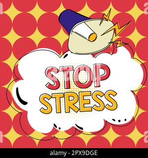 Ispirazione mostrando segno Stop stress, Business Concept cercare aiuto prendere farmaci trascorrere il tempo con gli amoveones ottenere più sonno Foto Stock