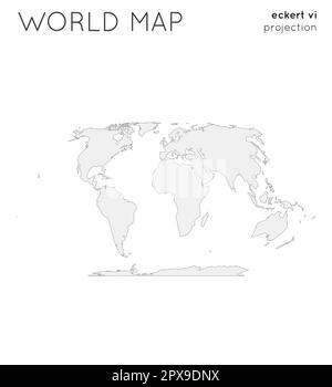 Mappa del mondo. Globo con proiezione Eckert vi, stile semplice. Illustrazione vettoriale. Illustrazione Vettoriale