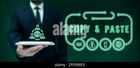 Visualizzazione concettuale Copia Incolla, Word per imitazione, trascrizione o riproduzione di un'opera originale Foto Stock