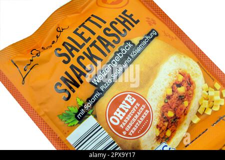 3 Saletti Snacktasche Weizengebäck mit Käse, Salumi Foto Stock