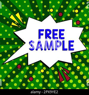 Testo che mostra ispirazione campione libero, parte di idea di affari dei prodotti dati ai consumatori nei centri commerciali di shopping Foto Stock