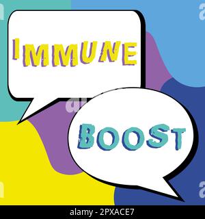 Segno che mostra il Boost immunitario, concetto che significa essere in grado di resistere a una particolare malattia che impedisce lo sviluppo di agenti patogeni Foto Stock