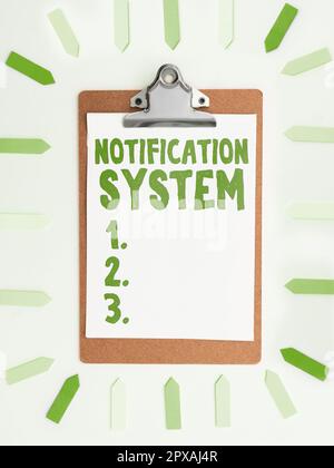 Testo che mostra Inspiration Notification System, Internet Concept non dimenticate di essere connessi Social Network Foto Stock