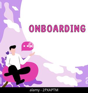 Firma scritta a mano inserimento, Word for Action processo di integrazione di un nuovo dipendente in un'organizzazione Foto Stock