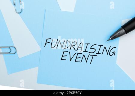 Didascalia concettuale Fundraising Event, campagna fotografica concettuale il cui scopo è quello di raccogliere denaro per una causa Foto Stock