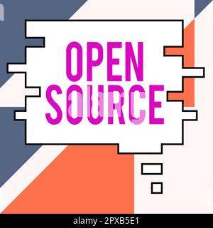 Testo che mostra l'ispirazione Open Source, concetto che indica il software che il codice sorgente originale è liberamente disponibile Foto Stock