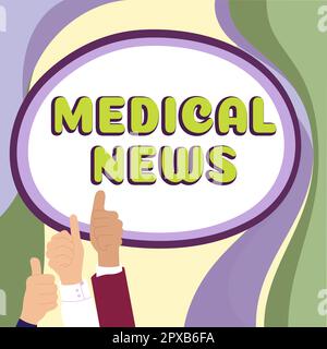 Scrittura a mano segno Medical News, rapporto di foto concettuale o informazioni notevoli sulla svolta medica Foto Stock
