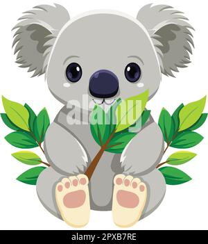 Carino koala cartone animato illustrazione del carattere Illustrazione Vettoriale