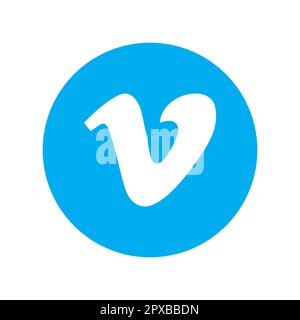 Vinnytsia, Ucraina - 1 maggio 2023. Popolare icona del logo Vimeo social network, sfondo bianco isolato, stampa editoriale vettoriale Illustrazione Vettoriale