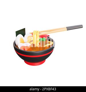 3d illustrazione di ramen cibo asiatico, cibo giapponese Foto Stock