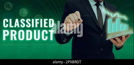 Segno di testo che mostra prodotto classificato, Word per dati sensibili Top Secret divulgazione non autorizzata Foto Stock