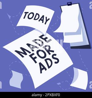 Scrittura che visualizza il testo fatto per gli annunci, disegni di strategie di vendita della vetrina di affari per una campagna promozionale Foto Stock