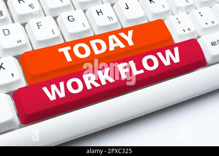 Visualizzazione concettuale flusso di lavoro, panoramica aziendale continuità di una determinata attività da e verso un ufficio o un datore di lavoro Foto Stock