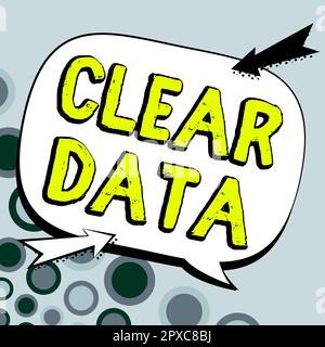 Cartello che mostra Cancella dati, idea aziendale atto di rimuovere dati o informazioni indesiderate in un disco di archiviazione Foto Stock