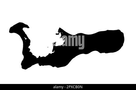 Mappa di silhouette del territorio britannico d'oltremare delle Isole Cayman su sfondo bianco Foto Stock