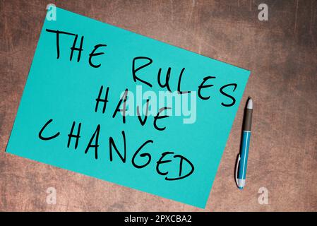 Visualizzazione concettuale le regole sono cambiate, Word scritto sul contratto o Policy ha un nuovo insieme di comandi Foto Stock