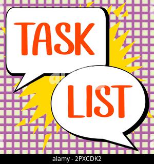Testo di scrittura a mano elenco attività, Word scritto sul gruppo di promemoria di pianificazione delle attività che devono essere eseguite Foto Stock