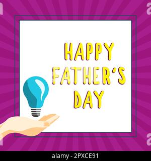 Segno che mostra il giorno felice del padre, tempo di concetto del Internet dell'anno per celebrare i padri dappertutto Foto Stock