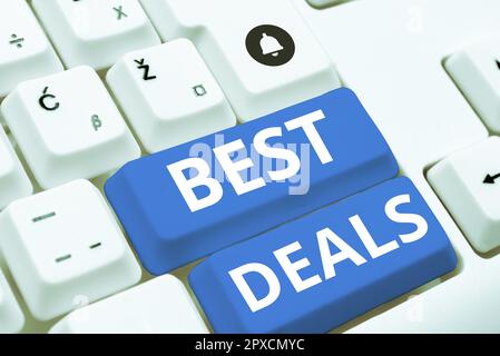 Ispirazione che mostra la firma Best Deals, approccio aziendale transazione o accordo commerciale di successo o un affare Foto Stock
