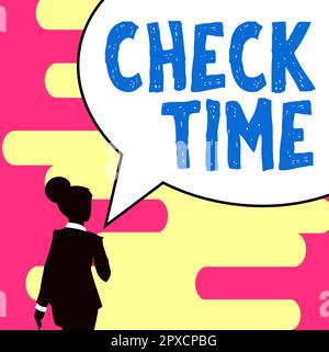 Scrittura visualizzazione del testo Check Time, Foto concettuale istanza di controllo del tempo impiegato per coprire una distanza specifica Foto Stock