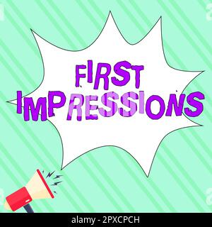 Testo che mostra l'ispirazione prime impressioni, concetto di Internet che cosa una persona pensa di voi quando la prima volta vi incontrano Foto Stock