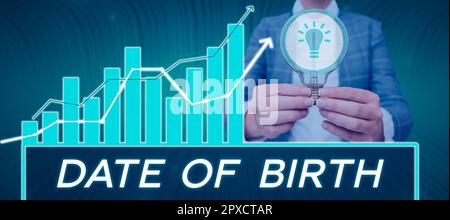 Didascalia concettuale Data di nascita, giorno di approccio aziendale quando qualcuno è nato nuovo bambino in arrivo donna incinta Foto Stock