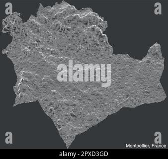 Mappa topografica di rilievo di MONTPELLIER, FRANCIA Illustrazione Vettoriale