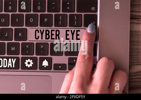 Didascalia di testo Presentazione di Cyber Eye, Word for Tool si impegna a sviluppare tecnologie intelligenti nella sicurezza informatica Foto Stock