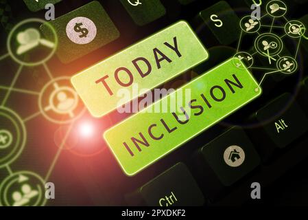 Inclusione concettuale dell'esposizione, stato dell'azione della vetrina aziendale, incluso l'inclusione all'interno del gruppo o della struttura Foto Stock