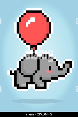 Pixel 8 bit elefante. Animale nell'illustrazione vettoriale. Illustrazione Vettoriale