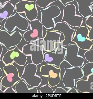 cuori senza cuciture multicolore su sfondo grigio Foto Stock