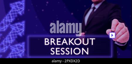 Firma la sessione di breakout, la discussione del workshop sul concetto aziendale o la presentazione su un argomento specifico Foto Stock