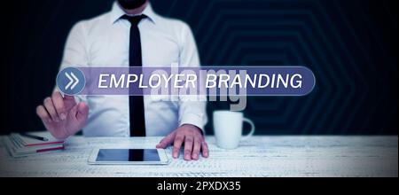 Didascalia di testo Presentazione del Branding del datore di lavoro, Word per il processo di promozione di una società Building Reputation Foto Stock