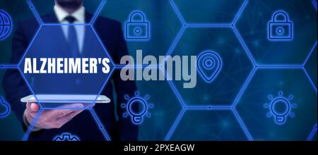 Segno di testo che mostra Alzheimer, Business idea progressivo deterioramento mentale che può verificarsi in mezza età Foto Stock