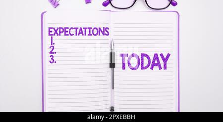 Segno di testo che mostra le aspettative, foto concettuale forte convinzione che qualcosa accadrà o sarà il caso Foto Stock