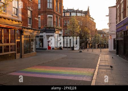 Luce mattutina all'Hockey di Nottingham City, Nottinghamshire, Inghilterra, Regno Unito Foto Stock