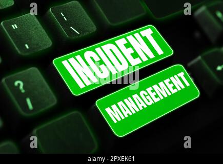 Visualizzazione concettuale Incident Management, Word per il processo di restituzione del servizio ai normali pericoli corretti Foto Stock